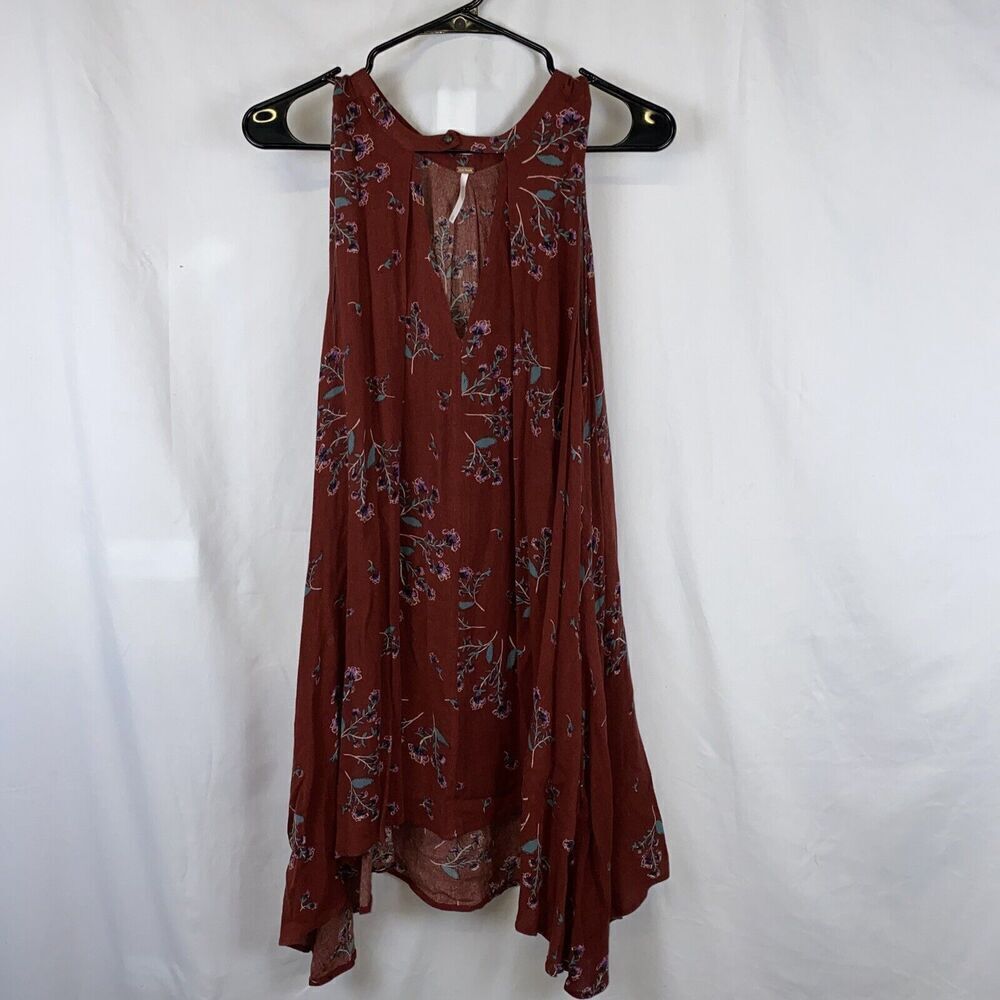 Free People Tree Swing Tank Top Tunic Dress in Crimson Size Small - Picture 8 of 12